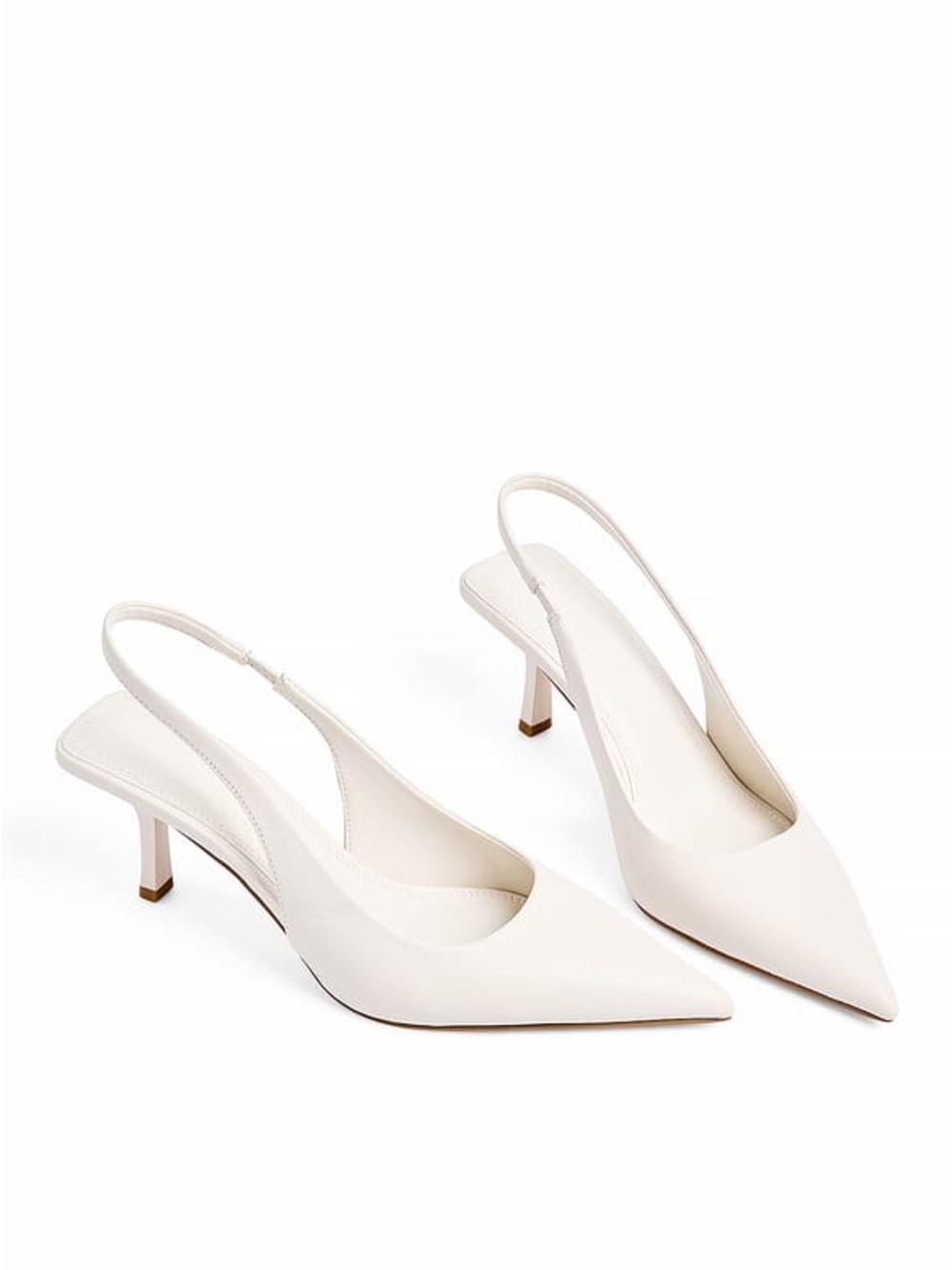 NA-KD White Pointed Toe Slingback Kitten Heel Pumps Size 9
